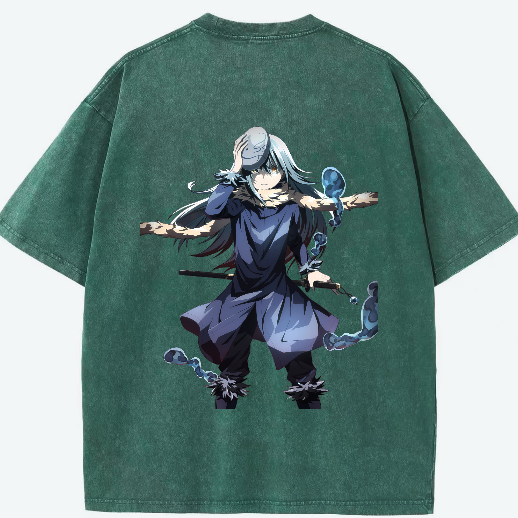 （画像用） 転スラ Regarding Reincarnated to Slime 綿100% ヴィンテージ風 半袖Tシャツ（背面プリント）